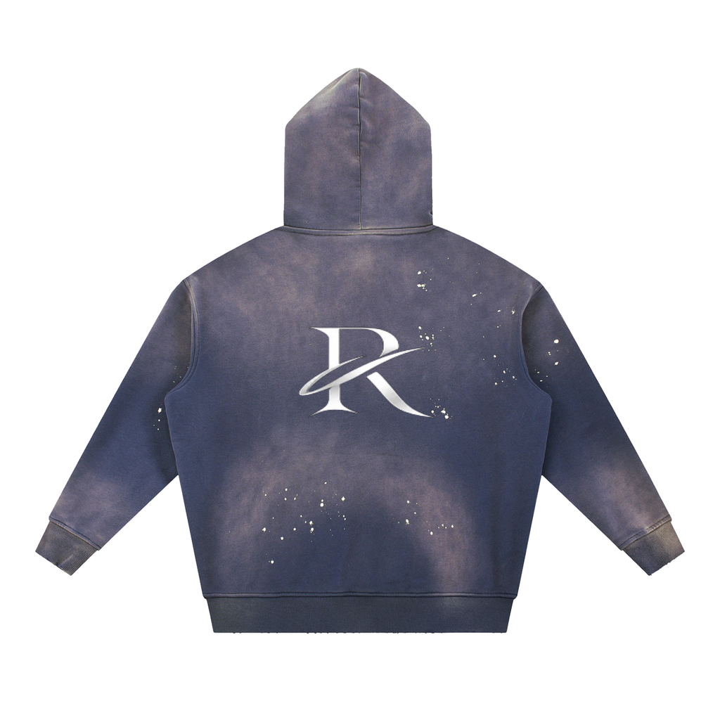 Vintage Washed Frayed Fleece Hoodie